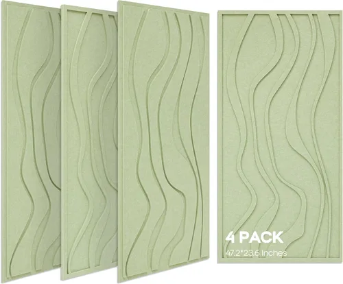 BUBOS Paquete de 4 paneles acústicos grandes, tamaño total de 47.2 x 23.6 pulgadas, paneles de pared insonorizados, paneles de sonido decorativos,