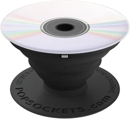 Miniatura 4 de Diseño compacto de CD divertido – PopSockets agarre y soporte para teléfonos y tabletas, Negro
