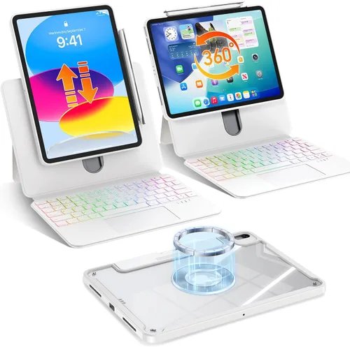 Miniatura 11 de Blosomeet Magnetic iPad A16 11th/10th Generation Case with Keyboard, Clear Splitfolio Detachable Cover, Up-Down Liftable, Adjustable Stand, 7