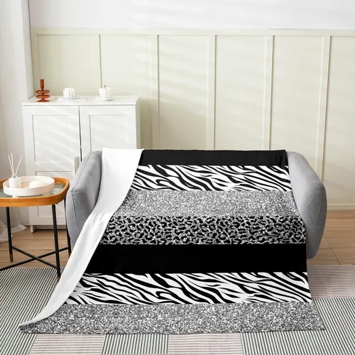 Miniatura 10 de Leopard Print Throw Blanket,40x50,African Wild Animal Skin Print Fleece Blanket for Teens Adults,Zebra Geometric Stripes Wildlife Tribal