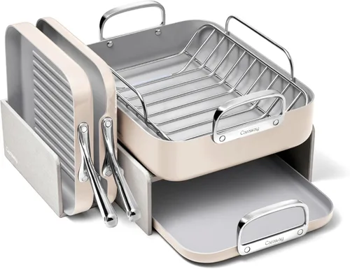 Caraway Juego de Utensilios de Cocina Cuadrados - Juego de Sartenes Cuadradas - Perfecto para Saltear, Tostar, Sellar, Asar y Más - Sartenes con