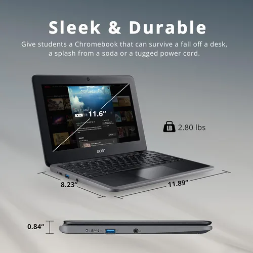 Miniatura 6 de acer Laptop Chromebook 311 HD IPS de 11.6 pulgadas, Intel Celeron N4020, 4 GB de RAM LPDDR4, 32 GB eMMC, gráficos Intel UHD 600, Wi-Fi 5, cámara HD