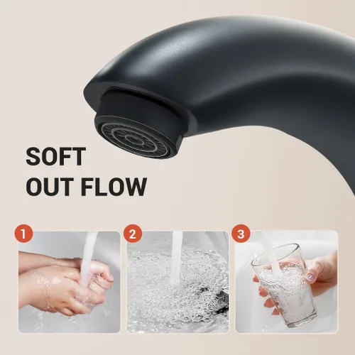 Miniatura 4 de Grifo de baño sin contacto con sensor de movimiento automático con placa de cubierta de orificio y mezclador de temperatura, lavabo manos libres