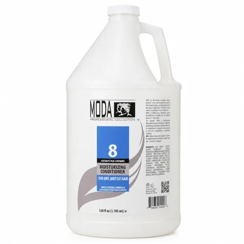 MODA Acondicionador para el cabello y tratamiento sin enjuague, dos productos en un galón para cabello seco y quebradizo, logrando un cabello