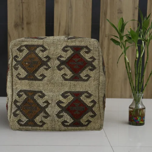 Miniatura 9 de Trade Star Funda tejida a mano para puf kilim, funda decorativa para puf de asiento hecho a mano, funda de puf otomano de lana de yute auténtico