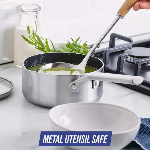 Miniatura 3 de Blue Diamond Cookware - Cacerola antiadherente de cerámica de acero inoxidable de tres capas, de 1.6 cuartos de galón con tapa, sin PFAS