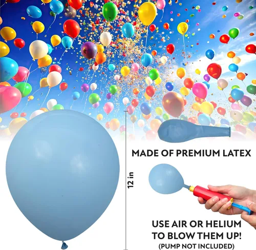 Miniatura 2 de Paquete de 50 globos de color azul claro, globos de látex azul bebé de 12 pulgadas, paquete de globos para cumpleaños, bodas, baby showers