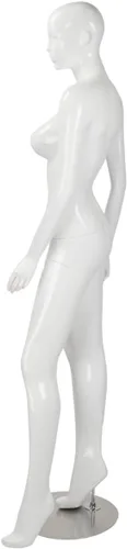 Miniatura 4 de SSWBasics Maniquí de cuerpo completo femenino de fibra de vidrio blanco brillante, maniquí femenino de cuerpo completo de 5 pies 10 pulgadas