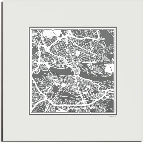 Miniatura 82 de O3 Design Studio Mapa de corte de papel Madrid negro mate de 20 x 20 pulgadas