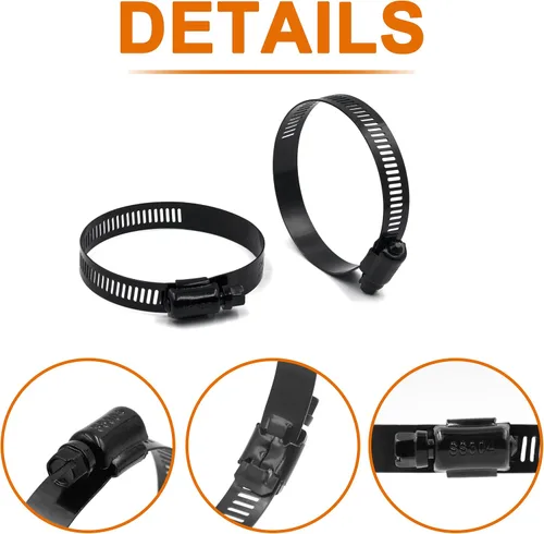 Miniatura 3 de ISPINNER 4 abrazaderas de manguera de engranaje helicoidal de acero inoxidable ajustable de 3 pulgadas con rango de tamaño de 2.047-2.992 in