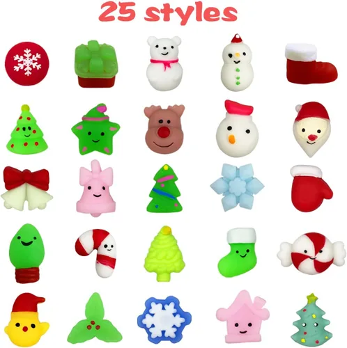 Miniatura 2 de Anditoy 100 piezas de juguetes esponjosos de Navidad Mochi Squishy de Navidad, juguetes esponjosos de Navidad para niños, niñas, niños pequeños