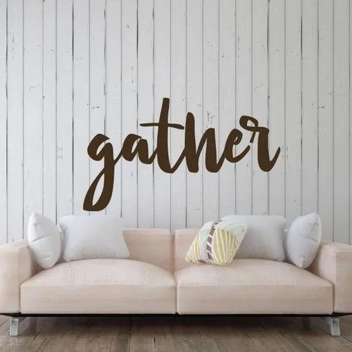 Miniatura 4 de Gather" Sign Wall Art Decal - Cursive Large Living Room Wall Décor Sticker - Family and Friends Themed Home Wall Decoration - Perfect for Living