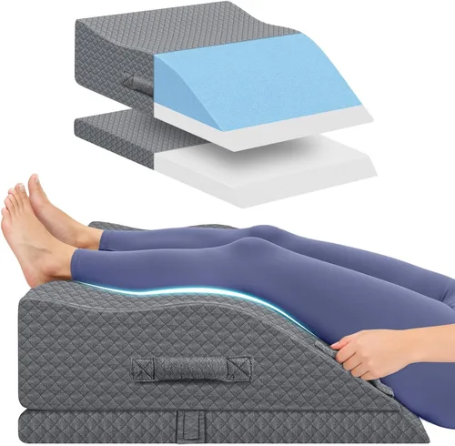 Miniatura 8 de Almohadas de elevación para piernas después de cirugía, almohada de cuña ajustable de espuma viscoelástica para lesiones o descanso, almohada