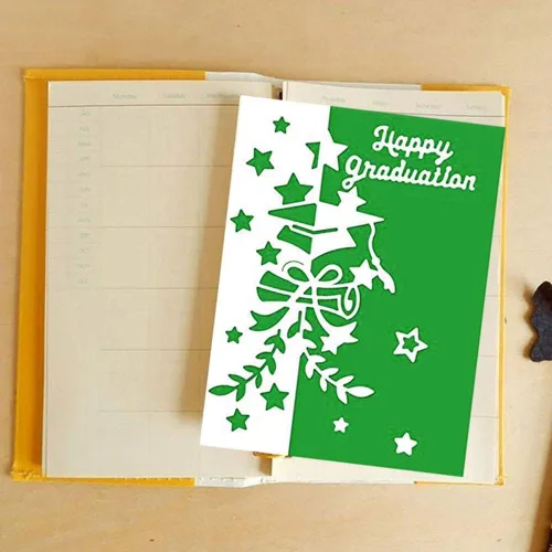 Miniatura 4 de Troqueles de corte temáticos de graduación para hacer tarjetas, sombreros con borde de estrellas, plantillas cortadas para álbumes de recortes