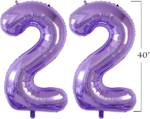 Miniatura 2 de Globos grandes de Mylar con el número 22 de 40 pulgadas para decoraciones de fiesta de cumpleaños de 22 o 2 años, suministros para fiestas