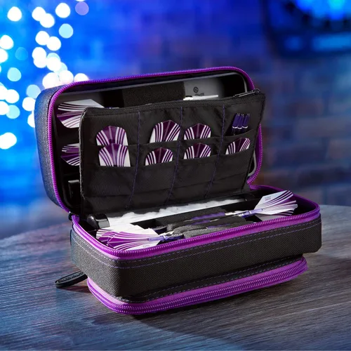 Miniatura 10 de Casemaster Plazma Pro - Estuche para 6 dardos suaves y de punta de acero, cuenta con gran bolsillo frontal para dispositivos móviles, tubos