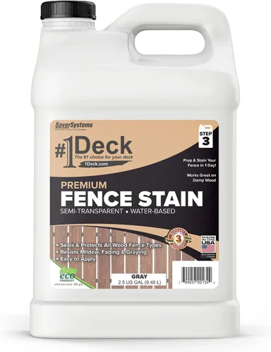 SaverSystems Tinte para valla de madera #1 Deck Premium - Sellador semitransparente (2.5 galones, gris)