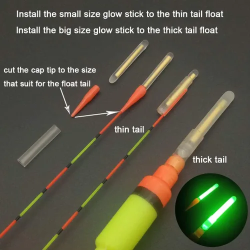 Miniatura 3 de QualyQualy Varillas incandescentes de pesca para bobbers de 1, 1.5, 2, 3 pulgadas, luces de alarma de campana de pescar, luces de alarma Bobber, kit