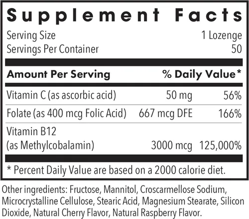 Miniatura 2 de Allergy Research Group ARG B12 Metilcobalamina 3000 mcg con folato - Pastillas de vitamina B12 - Salud nerviosa y apoyo energético - Vegetariano e