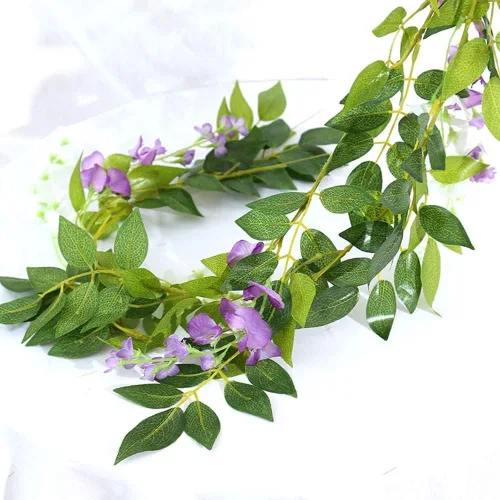 Miniatura 3 de Guirnalda de glicinias artificiales de 33 pies, flores colgantes de vid falsas, plantas de vid falsas, paquete de 5