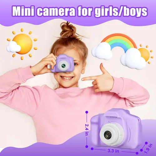 Miniatura 5 de Cámara para niños, cámaras de video digitales HD para niños, juguetes de regalo para niñas y niños de 3 a 12 años, cámara portátil para selfie