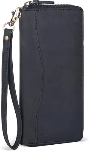 Oak Leathers Cartera de cuero para mujer – Cartera Clutch RFID para mujer con 8 portadores de tarjetas de crédito, bolsillo para monedas, regalo