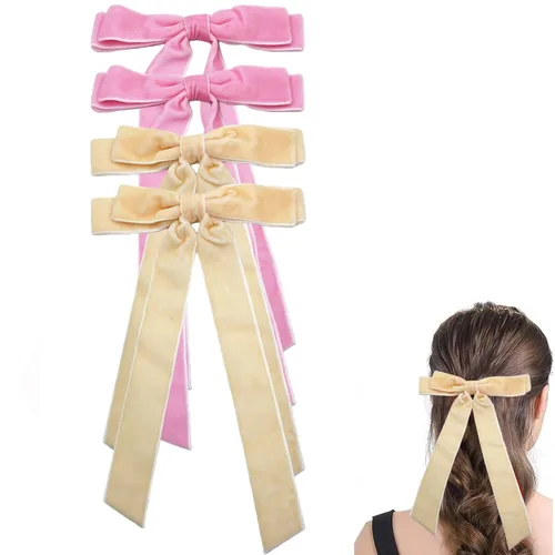 Miniatura 7 de Pinza para el pelo, lazos grandes de terciopelo para niñas de 5 pulgadas, pinzas de cocodrilo, accesorios para mujeres, niñas, niños pequeños, negro