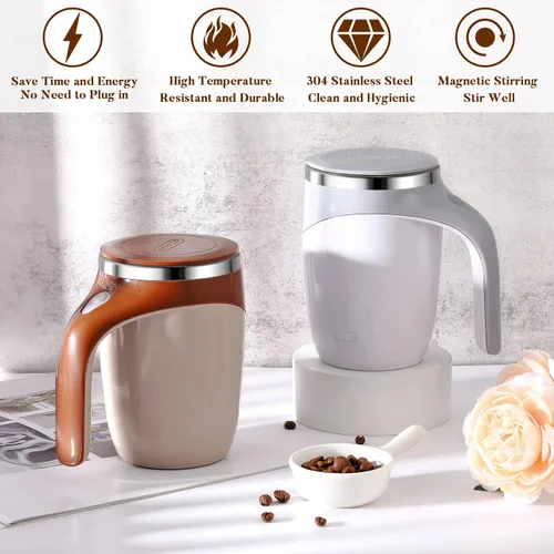 Miniatura 6 de Patelai 2 tazas de café autoagitables a granel, regalo del día del padre, taza mezcladora de 13.5 onzas, vasos de viaje recargables automáticos