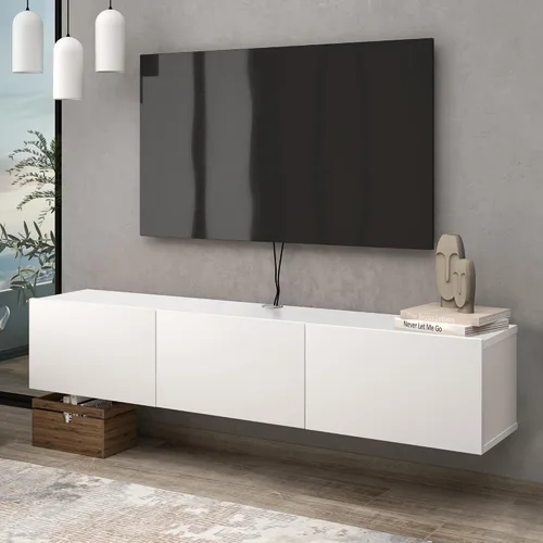 Miniatura 8 de Atelier Mobili - Soporte de TV flotante negro de 65 pulgadas, centro de entretenimiento flotante para TV de 80 pulgadas, gabinete de TV negro