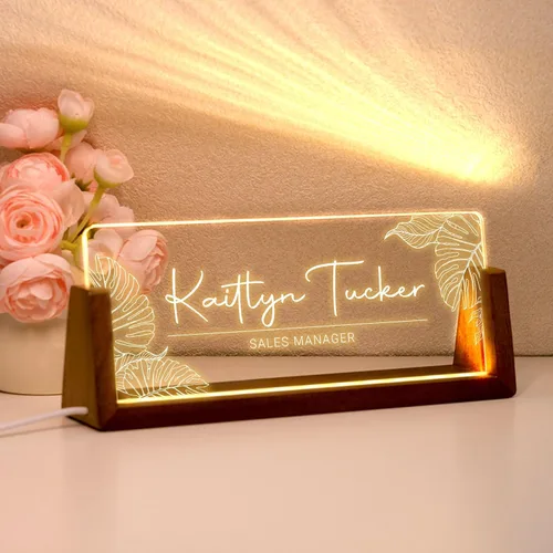 Miniatura 7 de Placa de nombre de escritorio personalizada, placa de identificación personalizada con luz de oficina para escritorios, decoraciones de escritorio