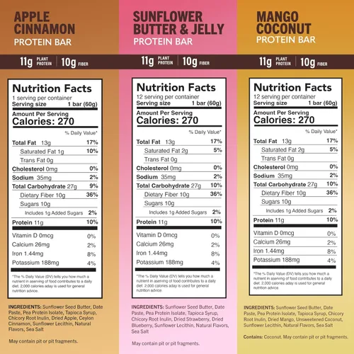 Miniatura 2 de Amrita Pack Variado Sin Frutos Secos de Barras de Proteína Veganas (Paquete de 12 x 3) Barra de Proteína a Base de Plantas de 11g a 12g Sin