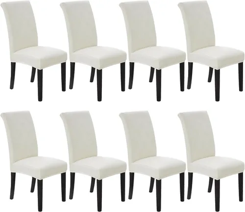 Miniatura 13 de Juego de 6 fundas elásticas para sillas de comedor, fundas para sillas de comedor lavables y removibles, fundas para sillas de comedor protectoras