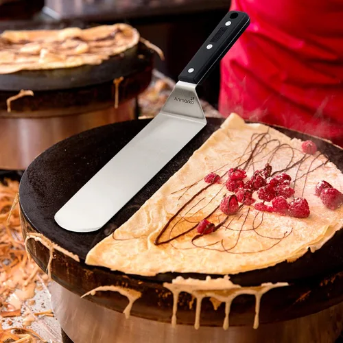 Miniatura 4 de Anmarko Juego de espátulas para parrilla - Espátula larga de metal - Raspador de parrilla y volteador de tortitas o espátula para pizza - Espátula