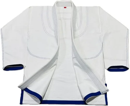 Miniatura 5 de Blanco Royal Blue Stitch Bjj Gi Jiu Jitsu Kimonos Gi 100% algodón Perl Weave 450GSM