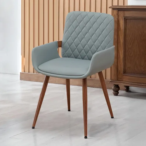 Miniatura 15 de LUNLING Sillas de Comedor Modernas de Mediados de Siglo de Cuero Sintético, Sillas con Asiento Tapizado y Patas de Metal, Silla de Cocina de Cuero