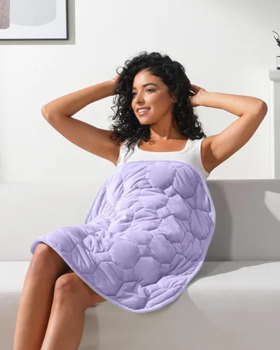 Miniatura 9 de Kivik Manta con peso para viajes, 5 libras, manta de regazo con peso de 29 x 33 pulgadas, cobertura de cuerpo completo y ligera, almohadilla de Gris