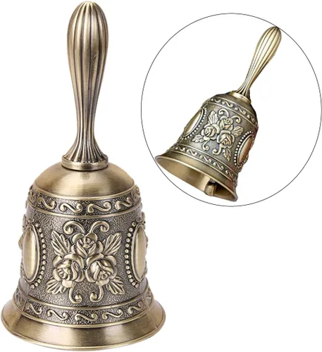 Miniatura 2 de Campana de llamada retro campana de mano antigua campana de cena de bronce campana de servicio restaurante campana de latón cascabel boda aula