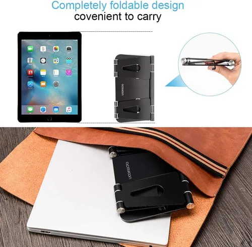 Miniatura 3 de aceyoon Soporte ajustable para tableta, soporte para iPad/teléfono celular para escritorio, soporte de aleación de aluminio para 2 teléfonos o una