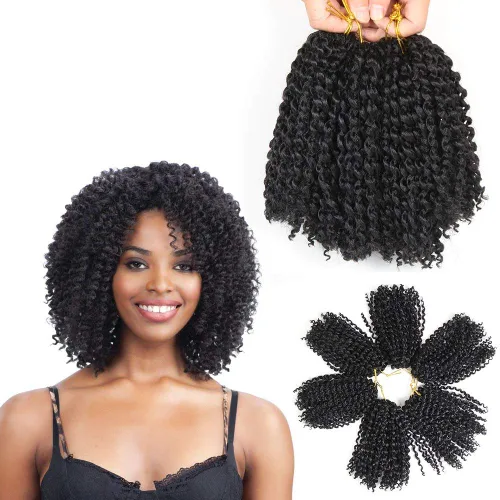 Extensiones de cabello corto Passion Twist de 8 pulgadas, 3 paquetes de trenzas de ganchillo rizadas para mujeres negras, trenzas de cabello rizado