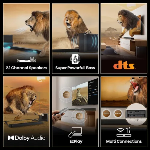 Miniatura 3 de Hisense HS2100 - Barra de sonido de 2.1 canales con subwoofer inalámbrico, Dolby Audio, DTS Virtual:X, HDMI ARC, Bluetooth 5.3, control remoto, 6