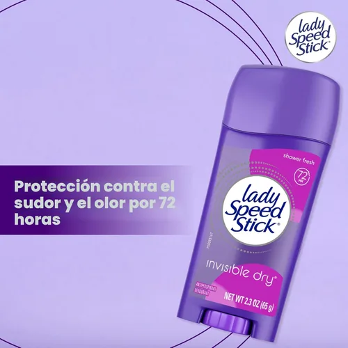 Miniatura 2 de Lady Speed Stick Desodorante antitranspirante para mujer, protección contra el sudor y el olor 72 HR, secado invisible, aroma fresco de ducha, barra