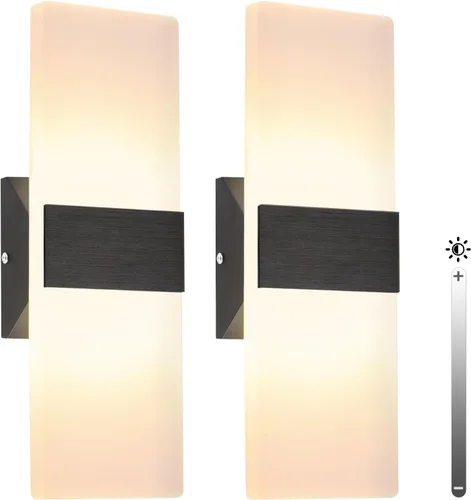Miniatura 8 de TRLIFE Apliques de pared LED regulables, 4 temperaturas de color de 12 W, modernos apliques de pared para montaje en pared, juego de 2 luces