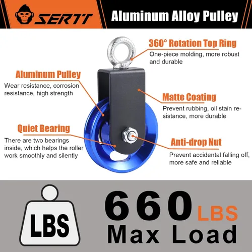 Miniatura 3 de Rueda de polea de cable para sistema de polea de gimnasio en casa, polea de gimnasio de aleación de aluminio mejorada de 3.543 in para una carga Azul