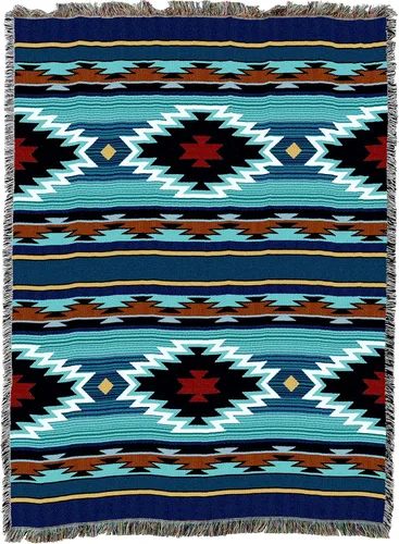 Miniatura 12 de Pure Country Weavers Manta Anatolia inspirada en los nativos americanos del suroeste, manta de tapiz de regalo tejida de algodón, fabricada