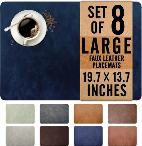 Miniatura 14 de UnivoColors Juego de 4 manteles individuales de tamaño grande con patrón de cuero de vaca lavado, de piel sintética, resistentes al agua, fáciles