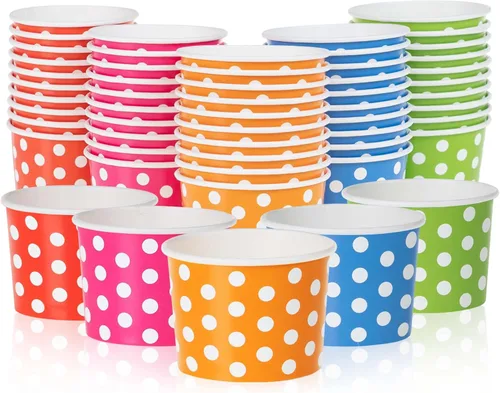 Miniatura 8 de MATICAN Tazas de papel para helado – 100 unidades de 4 onzas, cuencos desechables para postres para alimentos fríos o calientes, suministros
