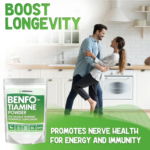 Miniatura 2 de XPRS Nutra Benfotiamina en polvo (tiamina) - Suplemento soluble en grasa de tiamina feliz corazón - vitamina B1 avanzada benfotiamina para un