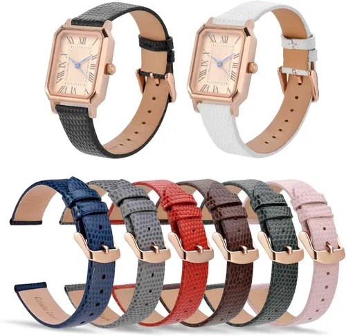 Miniatura 7 de ANNEFIT Correa de reloj de cuero para mujer, 0.394 in, 0.472 in, 0.512 in, 0.551 in, 0.591 in, 0.630 in, 0.709 in, 0.787 in, correa de repuesto