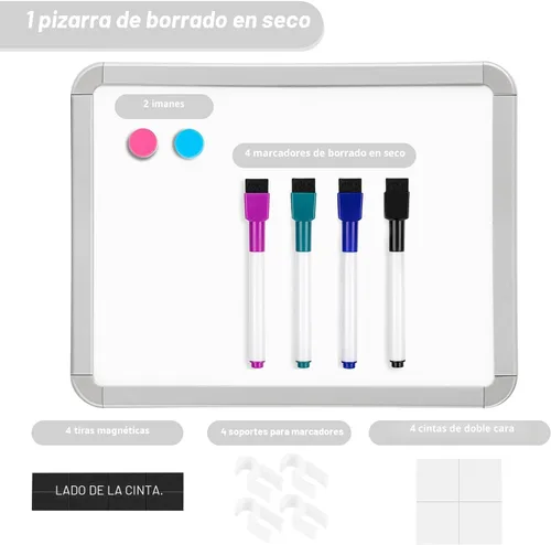 Miniatura 6 de VUSIGN Pizarra blanca pequeña de borrado en seco, pizarra blanca de 8.5 x 11 pulgadas para niños, estudiantes, nevera, taquilla, mini pizarra