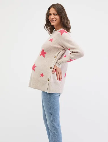 Miniatura 3 de Motherhood Maternity Suéter tipo túnica con cuello redondo para mujer